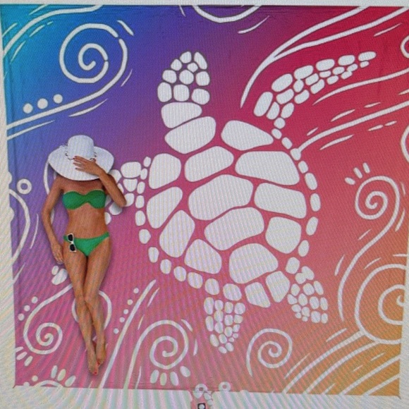 Wekapo Turtle Design Beach Towel - Multicolor Oversized with storage bag - Picture 1 of 2